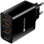 CANYON H-06 Universal 4xUSB AC charger (in wall) with over-voltage protection, Input 100V-240V, Output 5V-5A, with Smart IC, bla