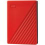 HDD Extern WD My Passport 4TB, 256-bit AES hardware encryption, Backup Software, Slim, USB 3.2 Gen 1 Type-A up to 5 Gb/s, Red