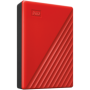 HDD Extern WD My Passport 4TB, 256-bit AES hardware encryption, Backup Software, Slim, USB 3.2 Gen 1 Type-A up to 5 Gb/s, Red