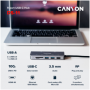 CANYON DS-11, 9 in 1 USB C hub, with 1*HDMI: 4K*30Hz,1*Gigabit Ethernet,, 1*Type-C PD charging port, Max 100W PD input. 2*USB3.0