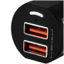 CANYON C-04 Universal 2xUSB car adapter, Input 12V-24V, Output 5V-2.4A, with Smart IC, black rubber coating with silver electrop